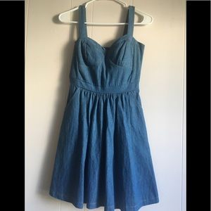 Denim dress with bustier top